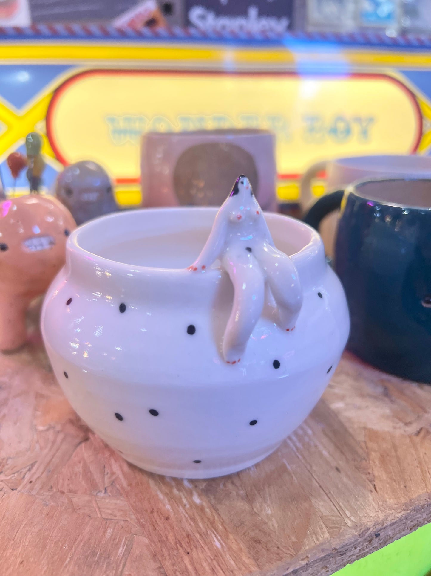 Little polkadot dish with tiny lady by REBECCA EDELMANN