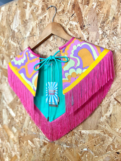 Colourful Capelet With Fringe By Flamingo Rodeo
