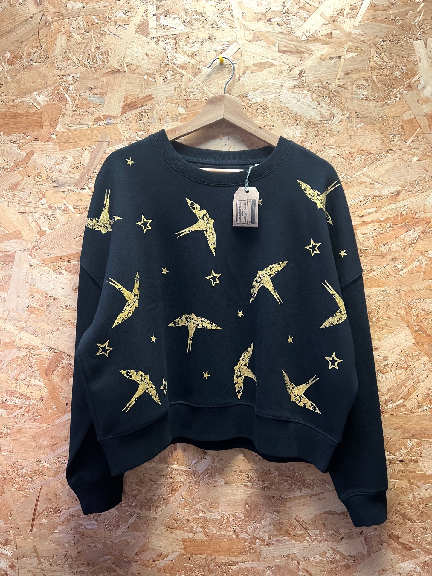 Black Swallow print sweatshirt by Inky Kat