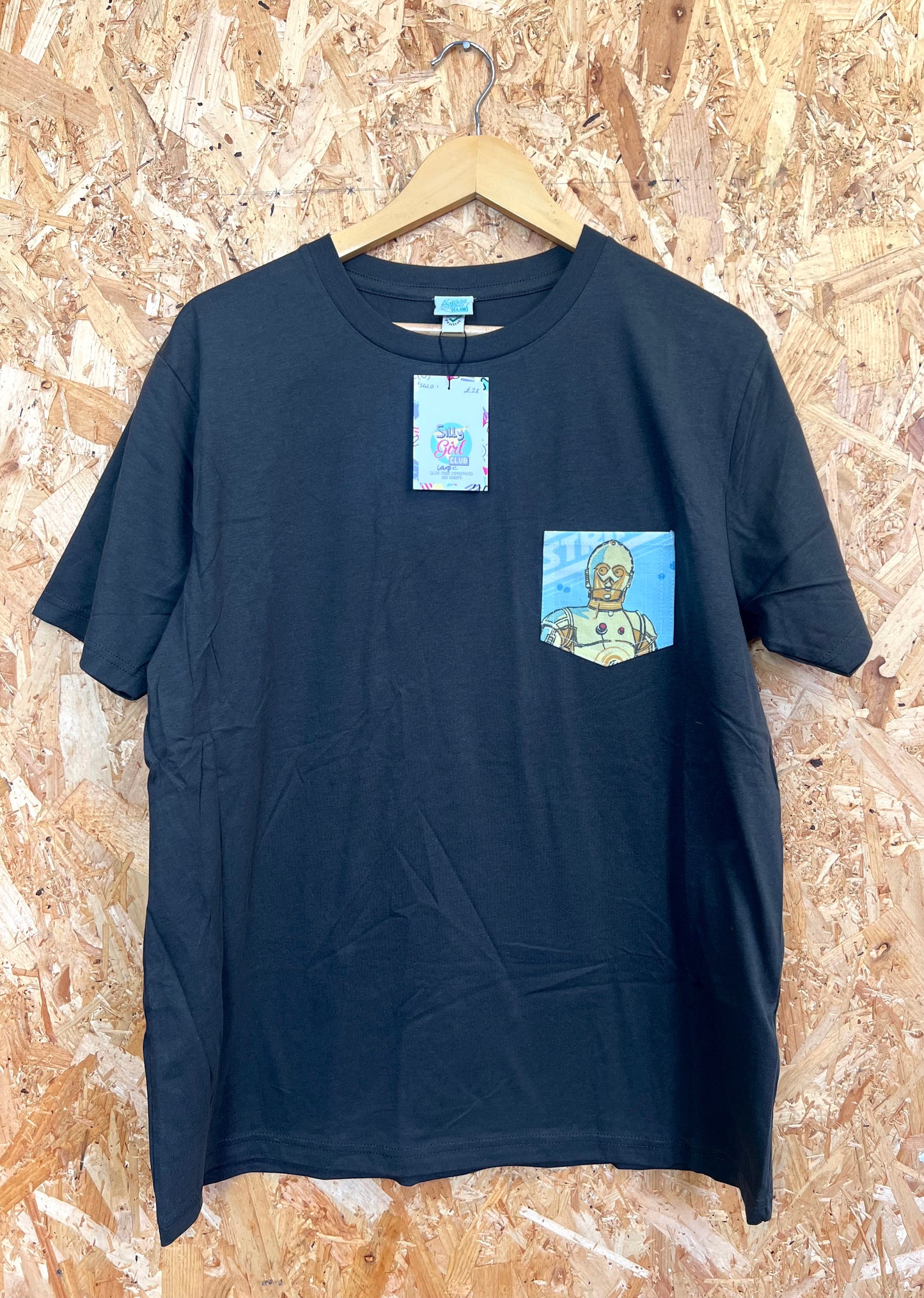 Reworked Pocket Tee With Star wars C-3PO by Silly Girl Club
