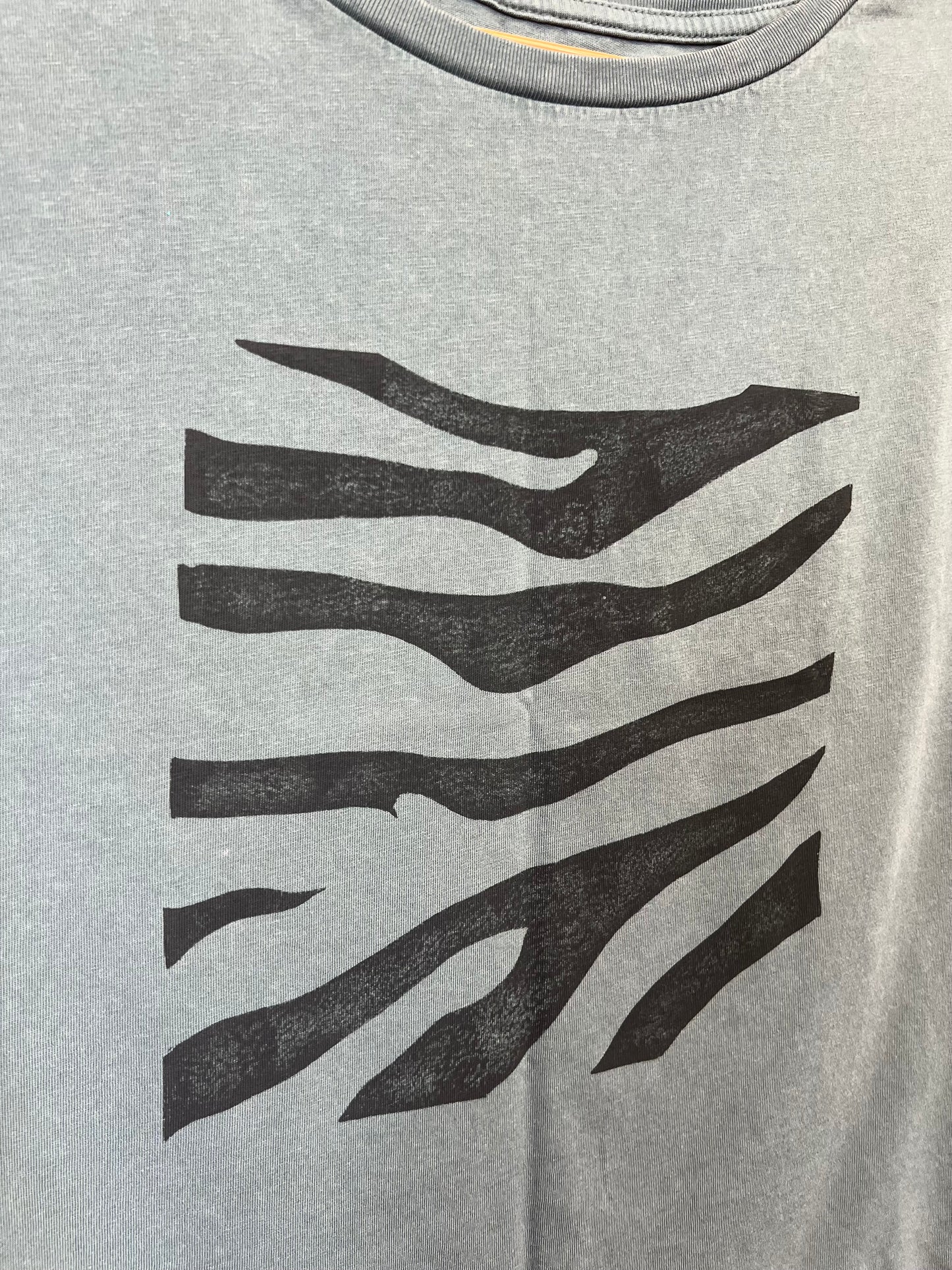Hand Printed Grey/Blue Zebra print Tank Top T-shirt By Your Mom