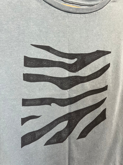 Hand Printed Grey/Blue Zebra print Tank Top T-shirt By Your Mom