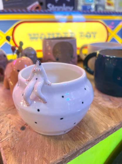 Little polkadot dish with tiny lady by REBECCA EDELMANN