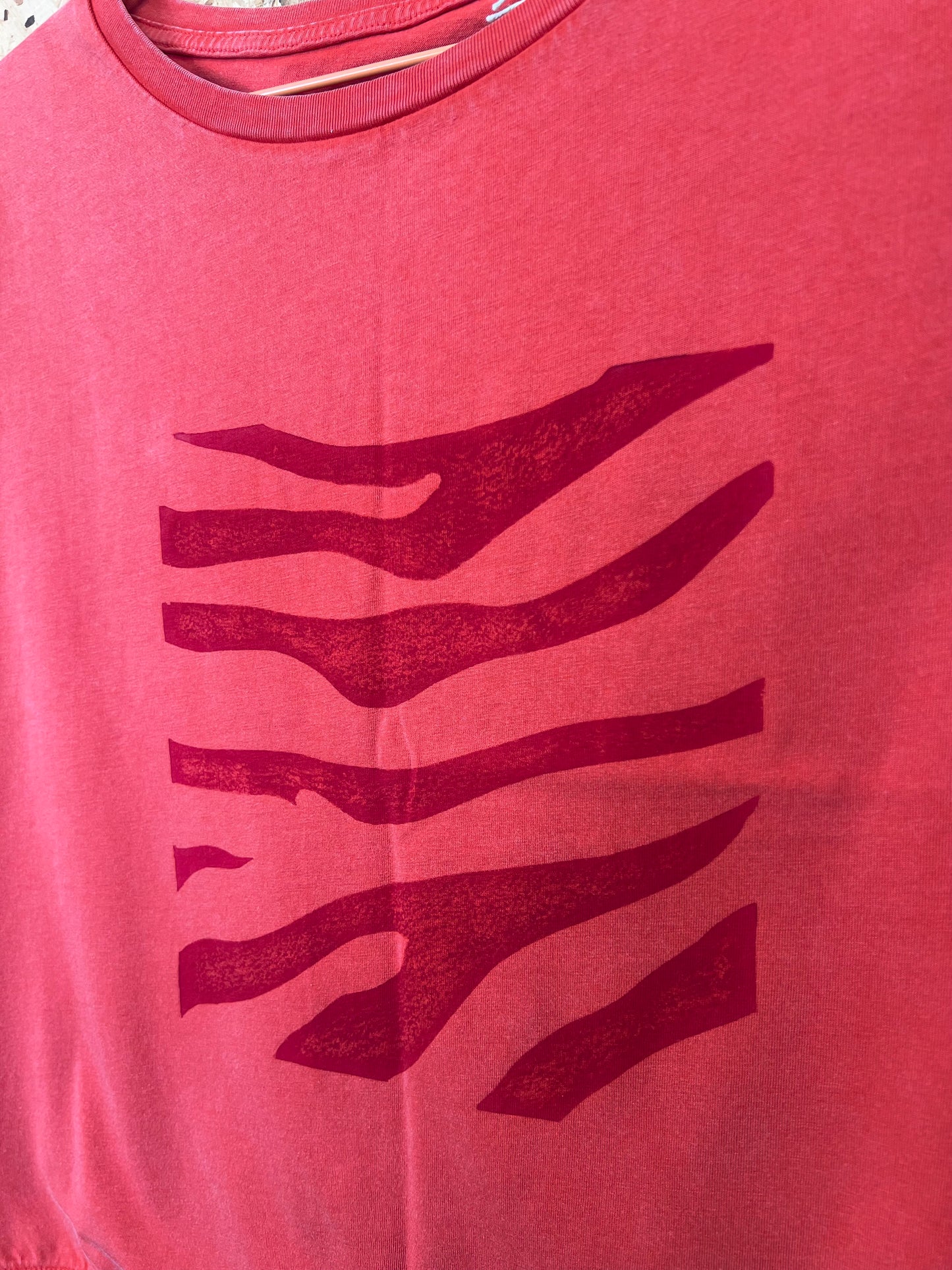 Hand Printed Red Zebra Print Tank Top T-shirt By Your Mom