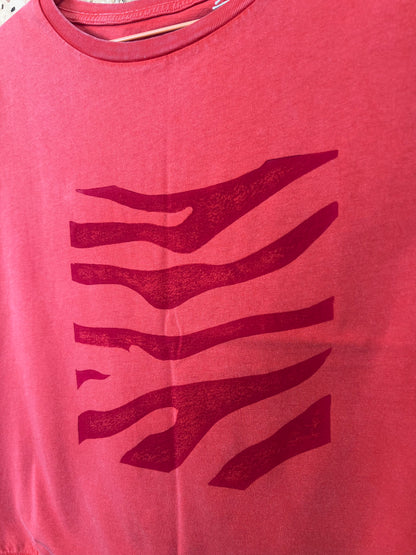 Hand Printed Red Zebra Print Tank Top T-shirt By Your Mom