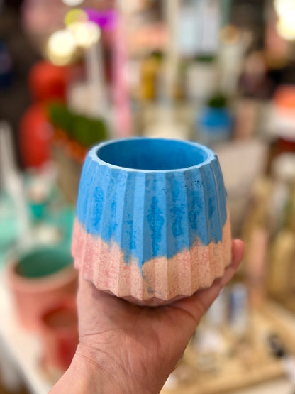 Blue / pink plant pot by Onyx Studio