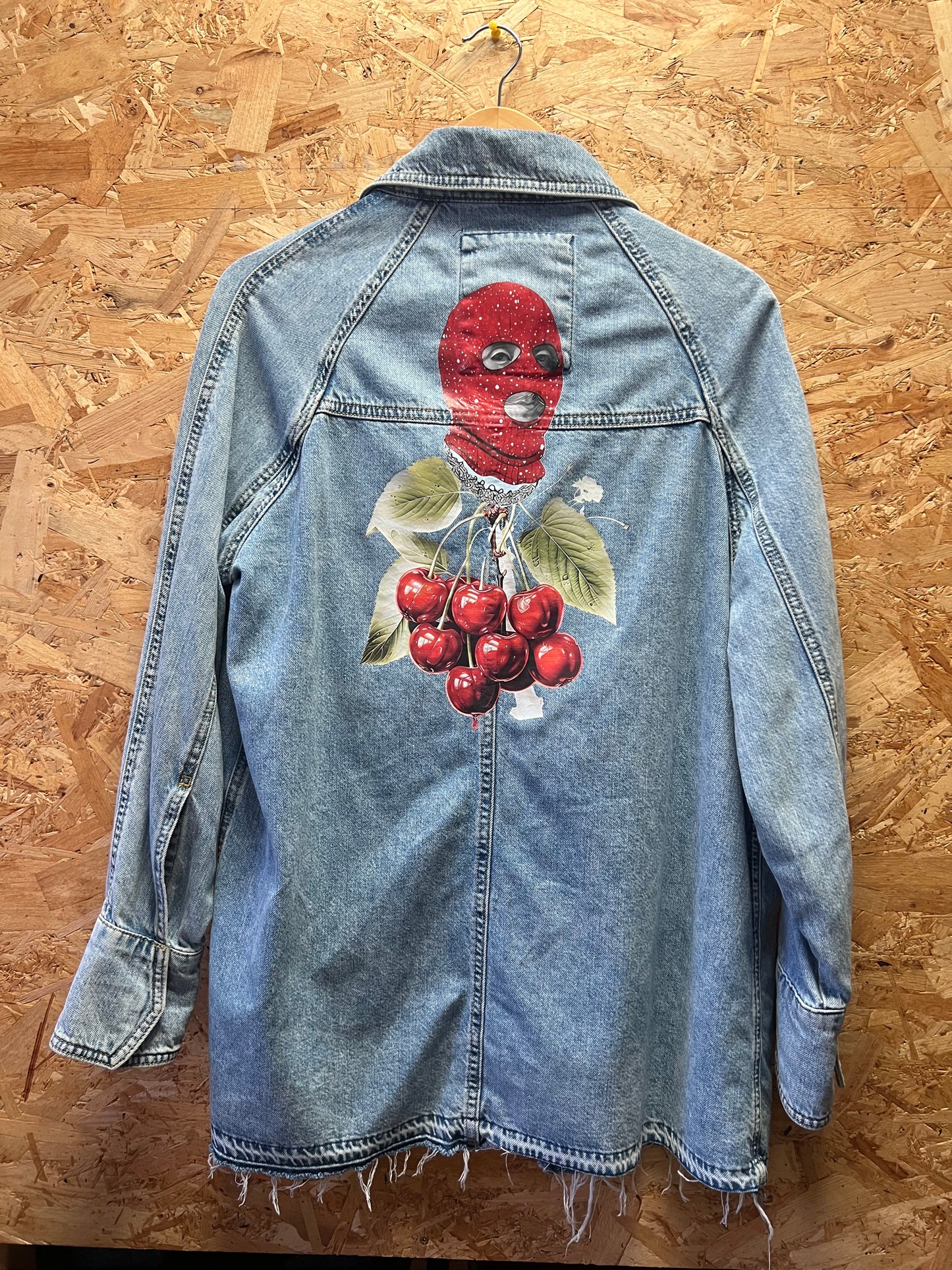 Upcycled Denim Jacket with Snake and Dice Embroidery by Snacks
