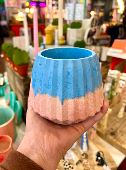 Blue / pink plant pot by Onyx Studio