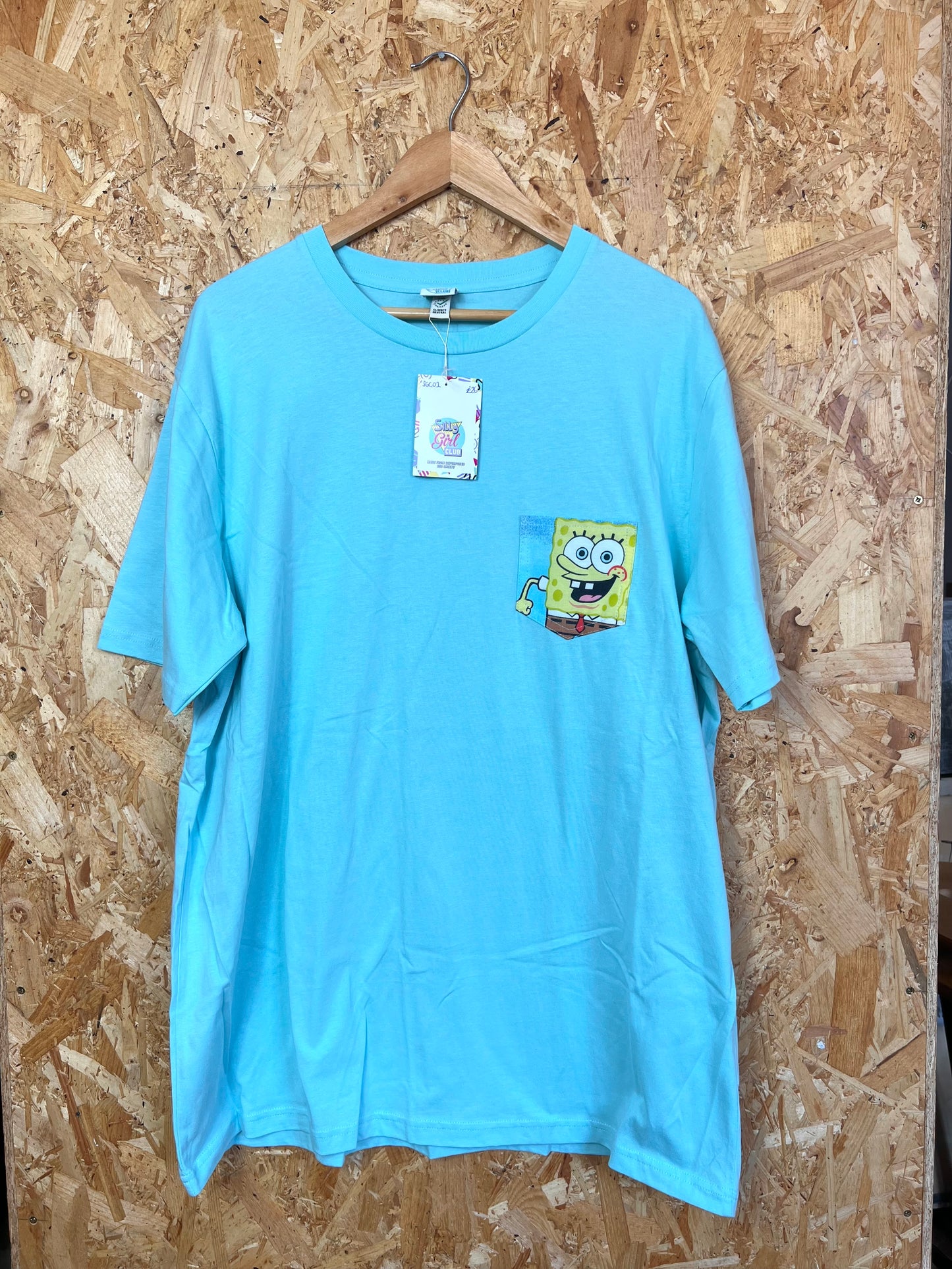 Reworked  Pocket Tee With Sponge Bob Square Pants by Silly Girl Club
