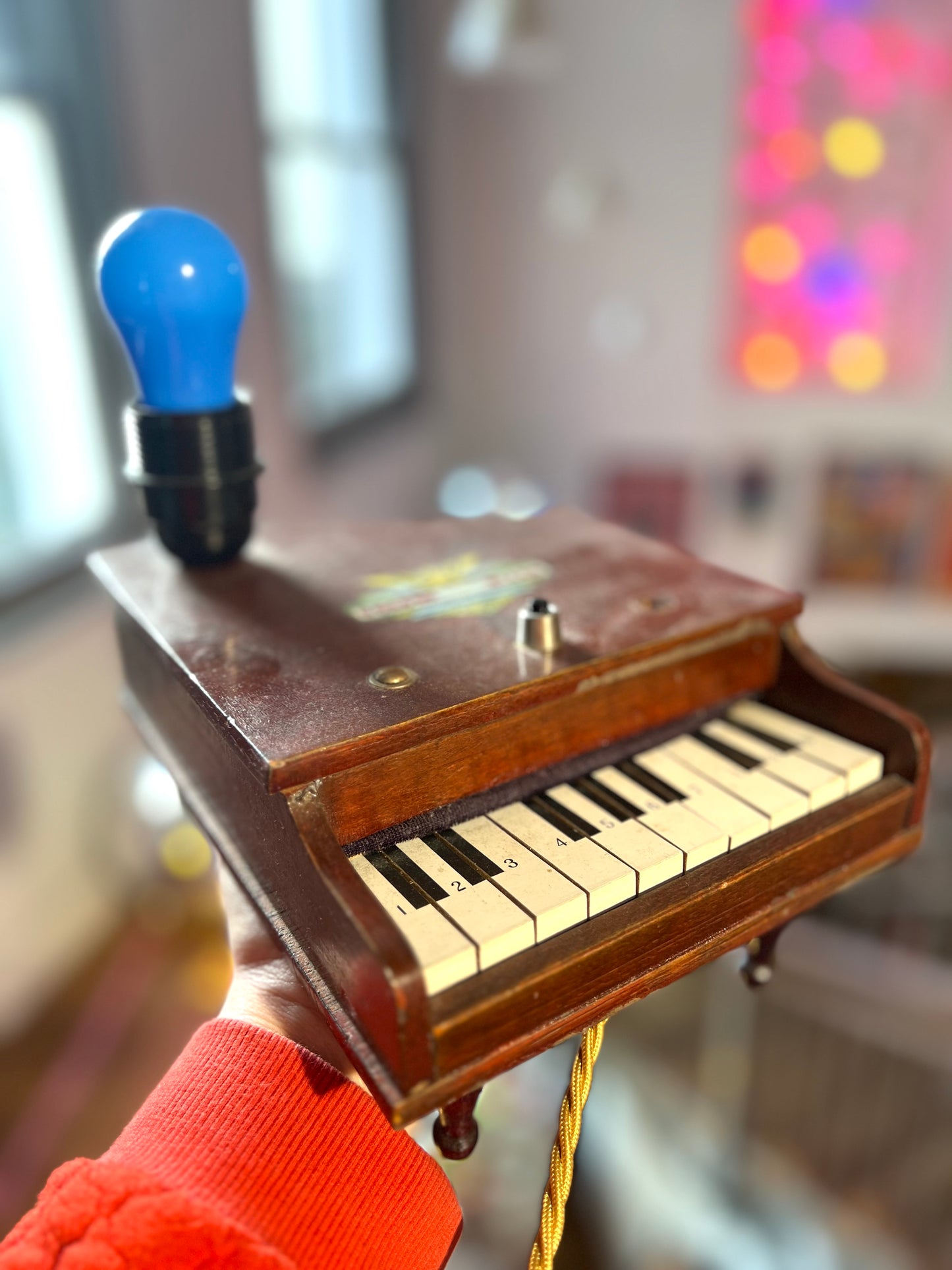 Vintage Wood Toy Piano Lamp by Lost & Foundry