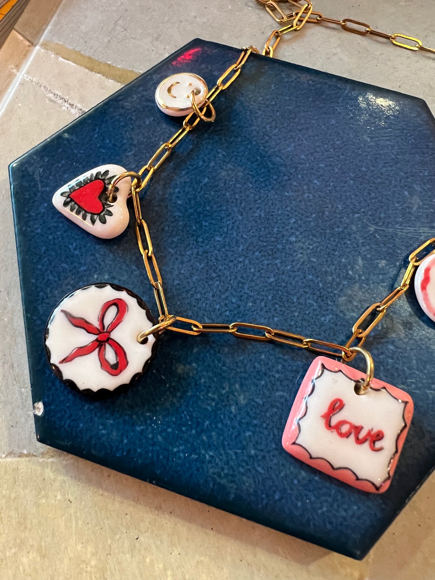 Ceramic Trinket  Necklace by Lili Toth