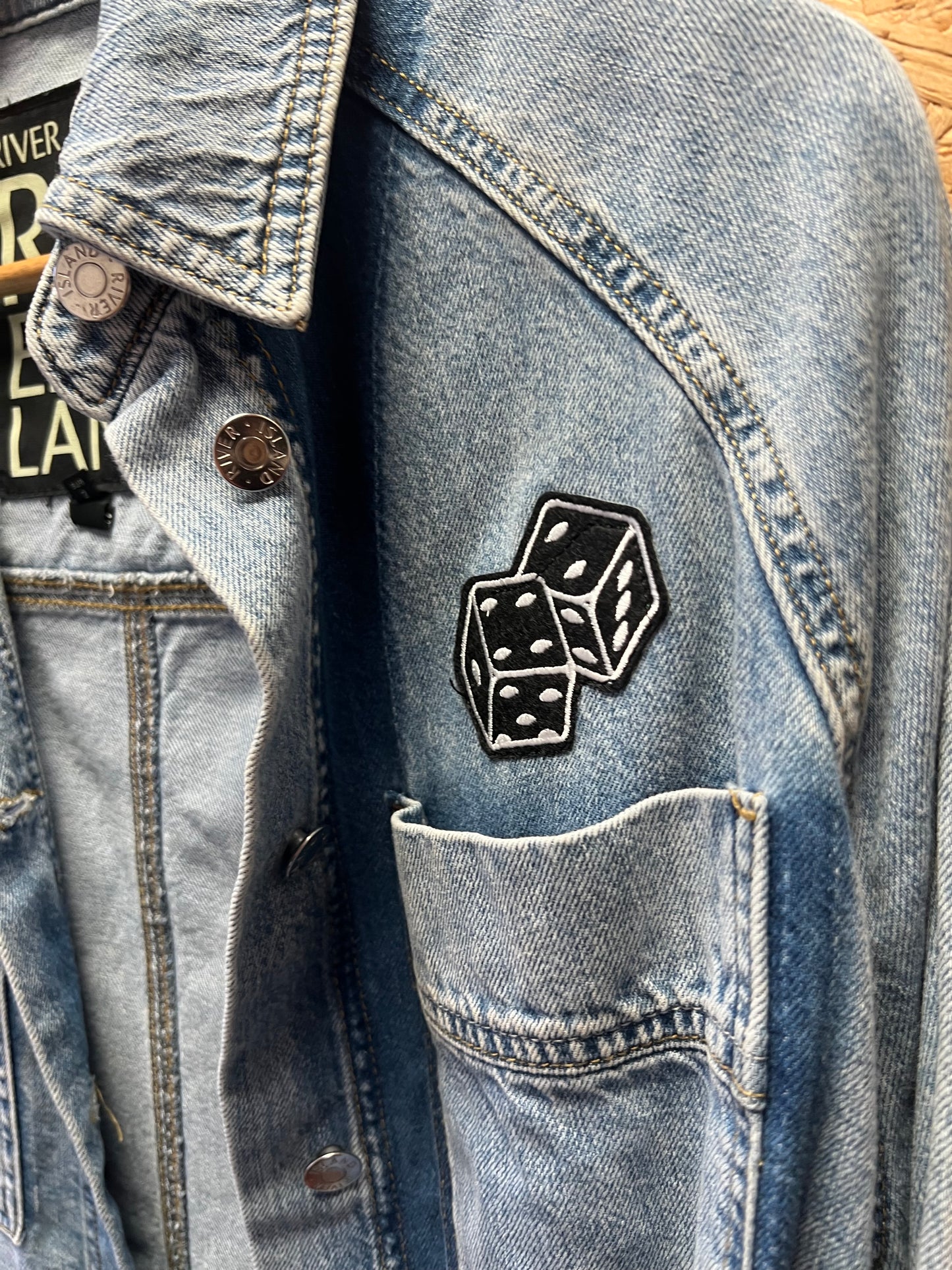 Upcycled Denim Jacket with Snake and Dice Embroidery by Snacks