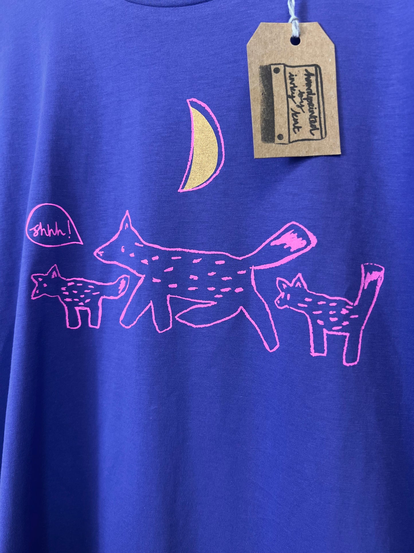 Blue Fox Print Cropped T-shirt by Inky Kat