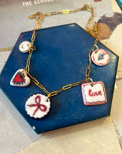 Ceramic Trinket  Necklace by Lili Toth