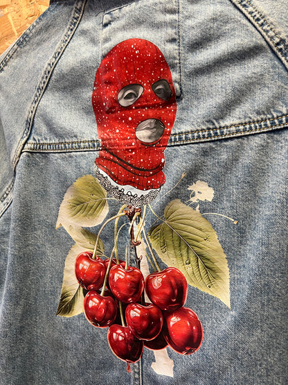 Upcycled Denim Jacket with Snake and Dice Embroidery by Snacks