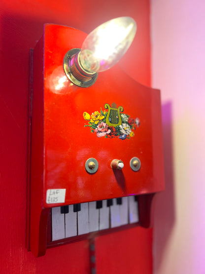 Vintage Red Wooden Toy Piano Lamp by Lost & Foundry