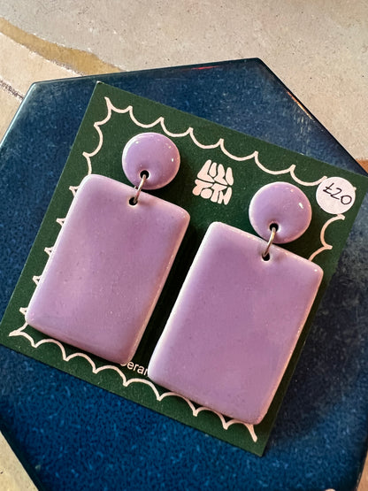 Purple Geometric Shape Handmade Ceramic Earrings by Lili Toth