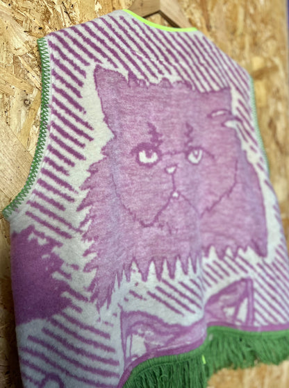 Jacquard Cat Vest,  Handmade by Szmat Sklad
