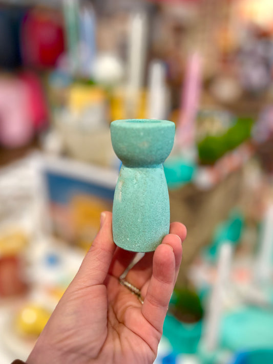 Concrete Turquoise Candle Holder by Onyx Studio