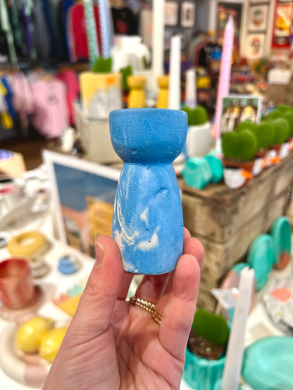 Concrete Blue Candle Holder by Onyx Studio