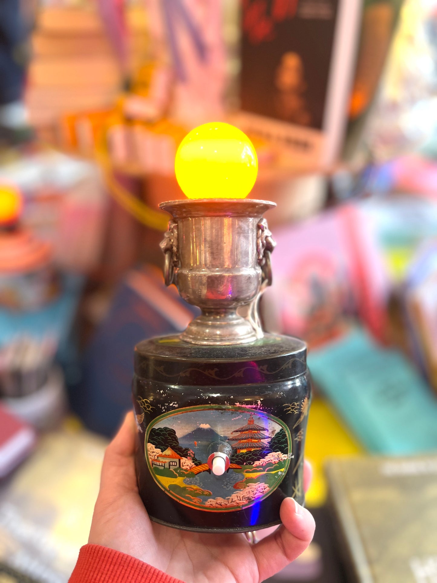 Vintage Tea Canister And Metal Trophy Lamp by Lost & Foundry
