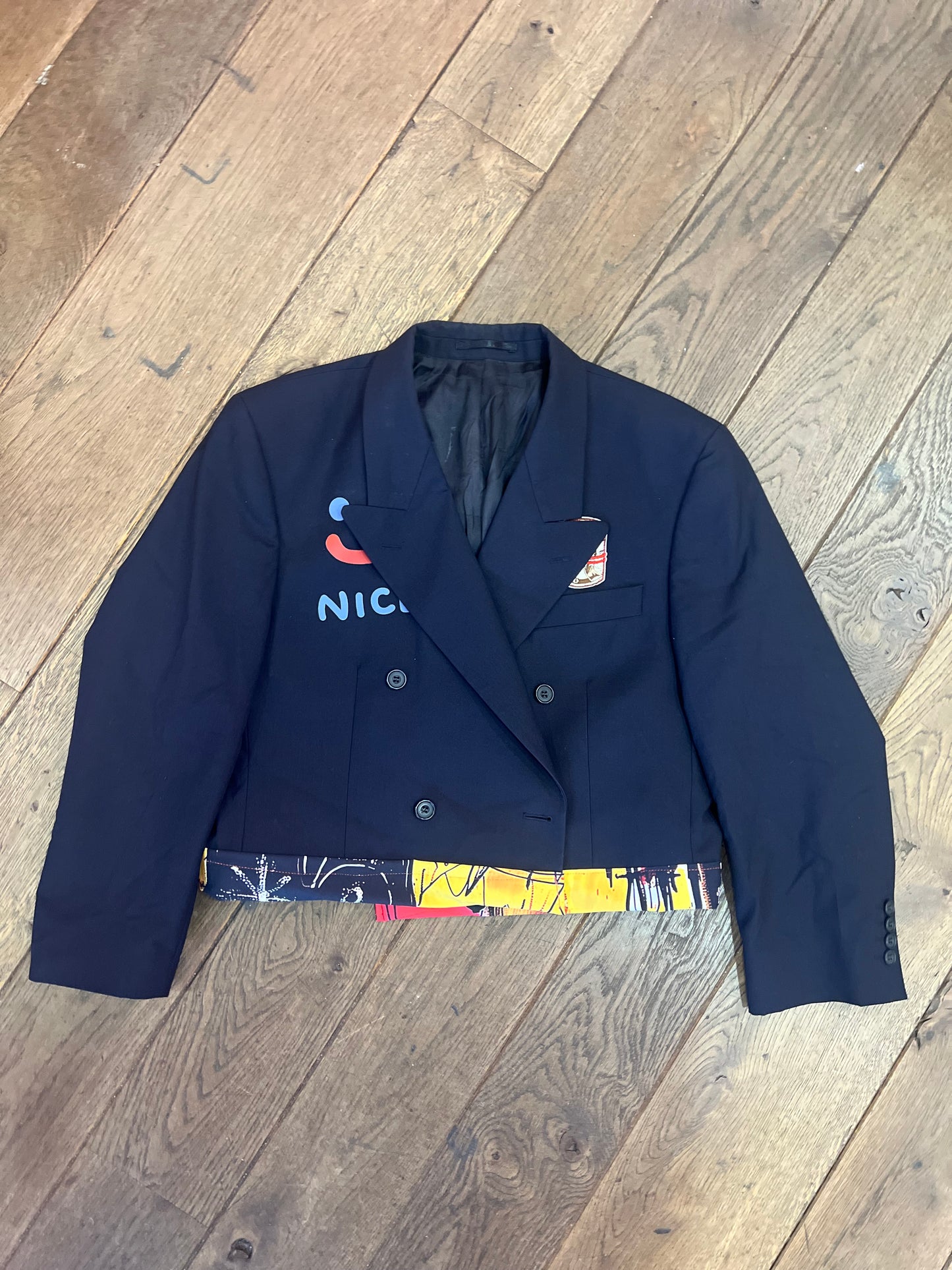 Cropped Black Blazer With Embroidery Jacket by Relab