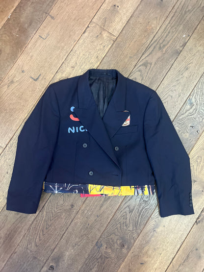 Cropped Black Blazer With Embroidery Jacket by Relab