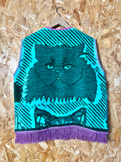 Jacquard Cat Vest,  Handmade by Szmat Sklad