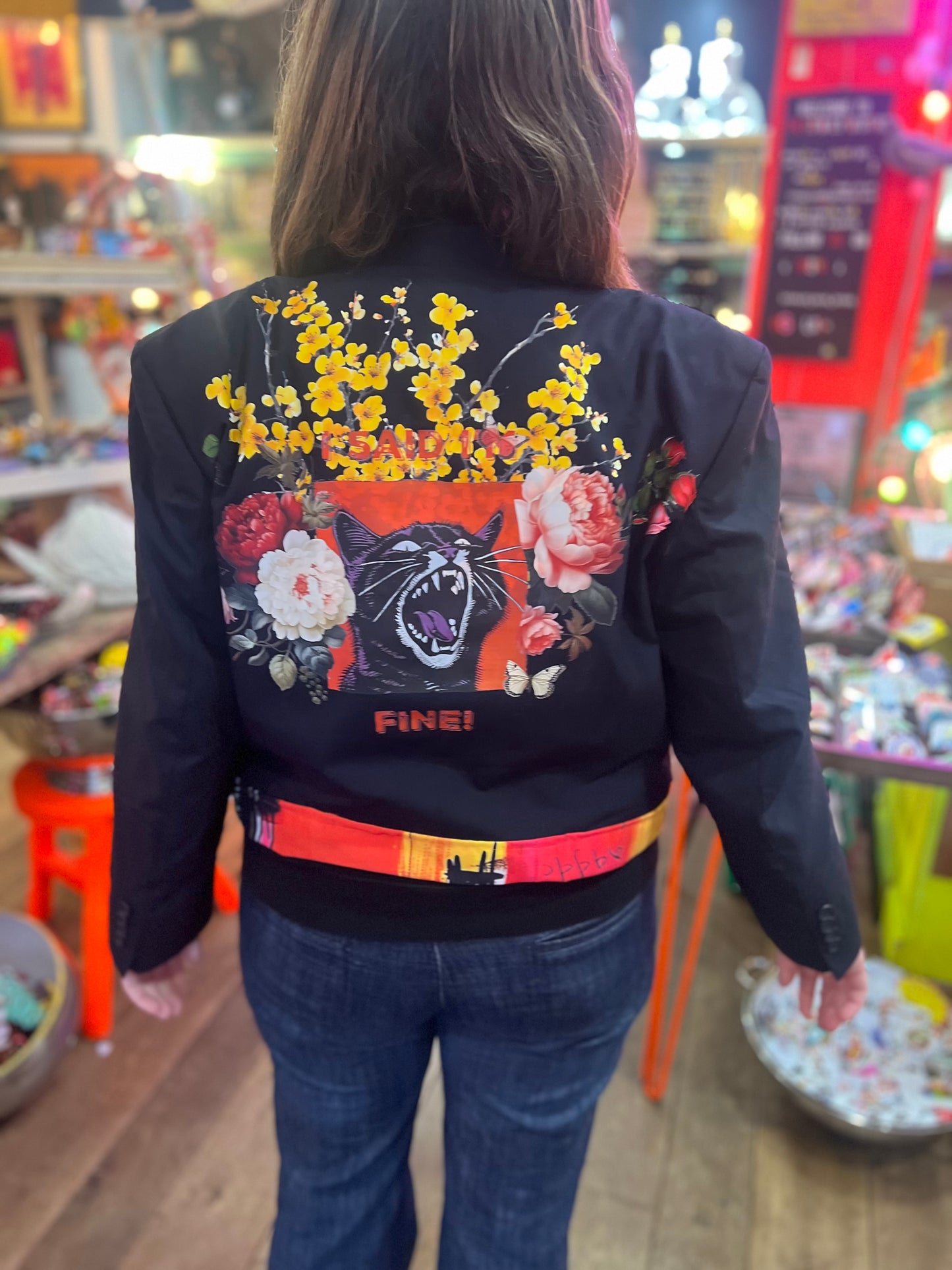 Cropped Black Blazer With Embroidery Jacket by Relab