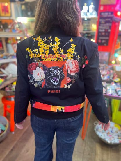 Cropped Black Blazer With Embroidery Jacket by Relab