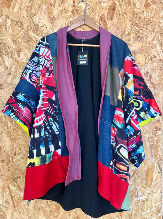 Art Print Patchwork Kimono by RELAB