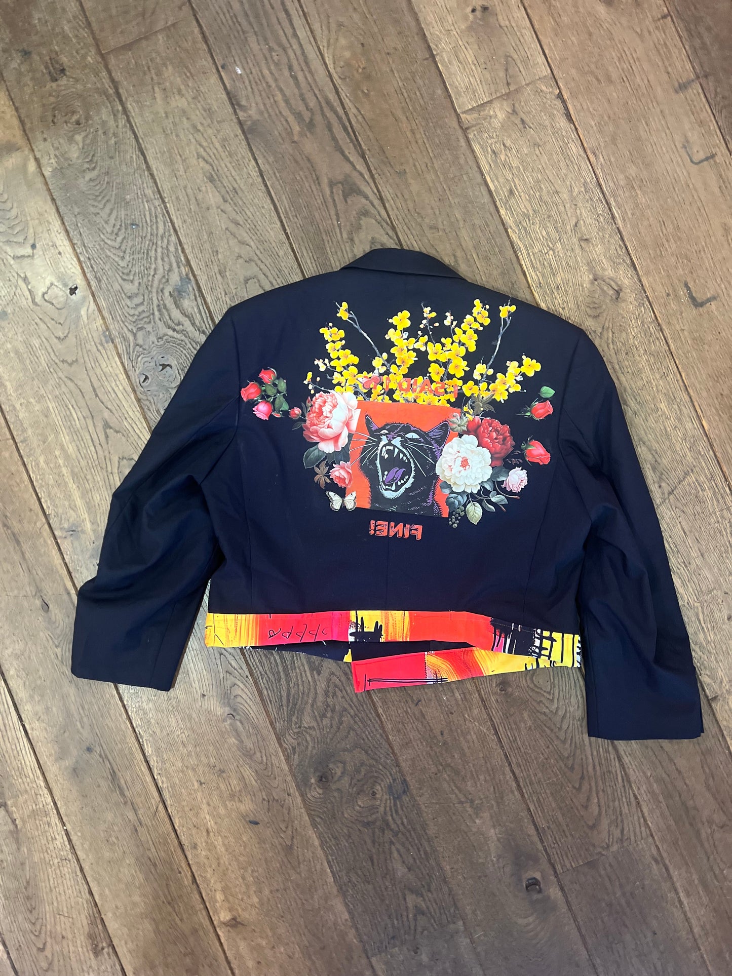 Cropped Black Blazer With Embroidery Jacket by Relab
