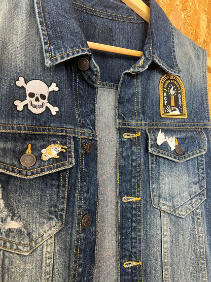 Upcycled Denim Vest With Snake by Snacks