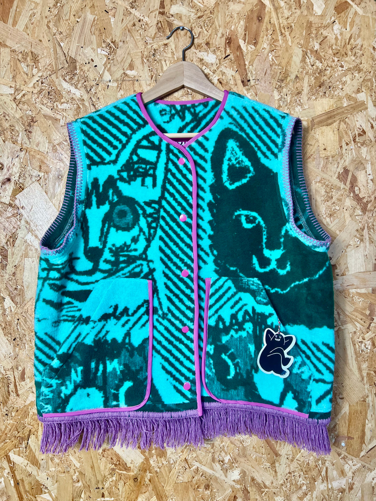Jacquard Cat Vest,  Handmade by Szmat Sklad