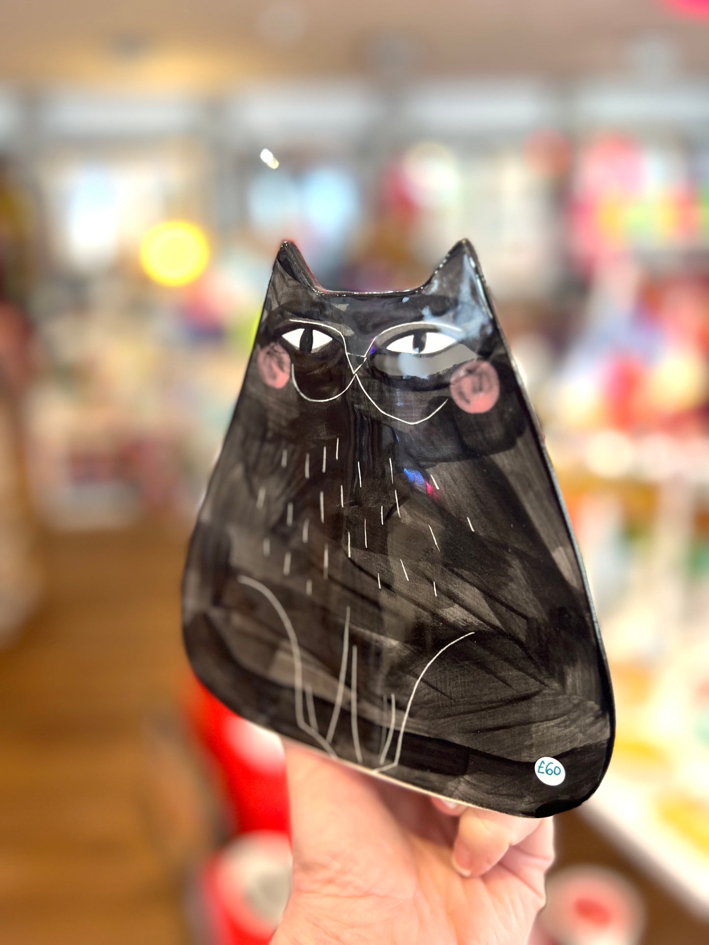 Ceramic Black Cat Vase by Anna Soba