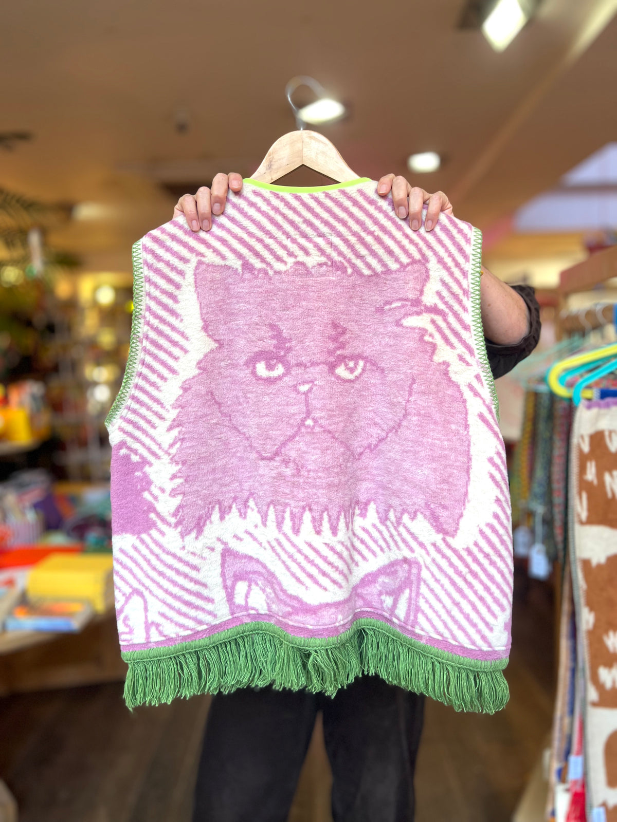 Jacquard Cat Vest,  Handmade by Szmat Sklad