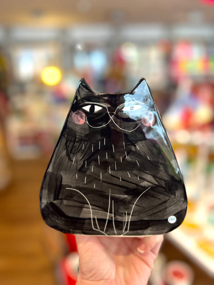 Ceramic Black Cat Vase by Anna Soba