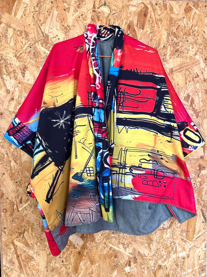 Art Print Patchwork Kimono by RELAB