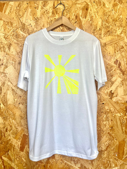 Hand Printed Neon Yellow Sun T-shirt By Your Mom