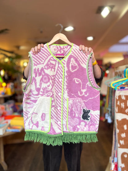 Jacquard Cat Vest,  Handmade by Szmat Sklad