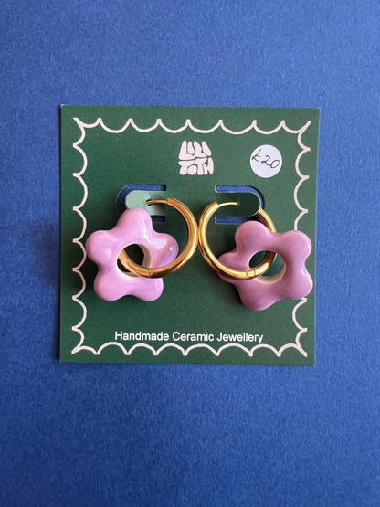 Flower Shape Handmade Ceramic Earrings by Lili Toth