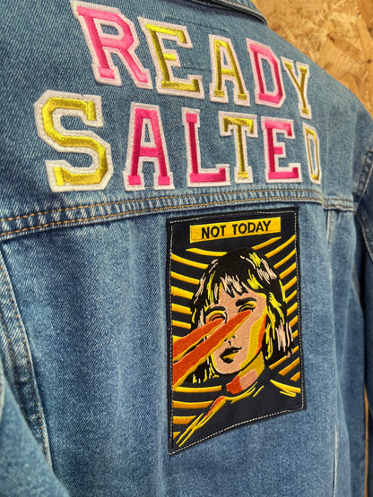 Ready Salted Upcycled, Embriodery Denim Jacket by Relab