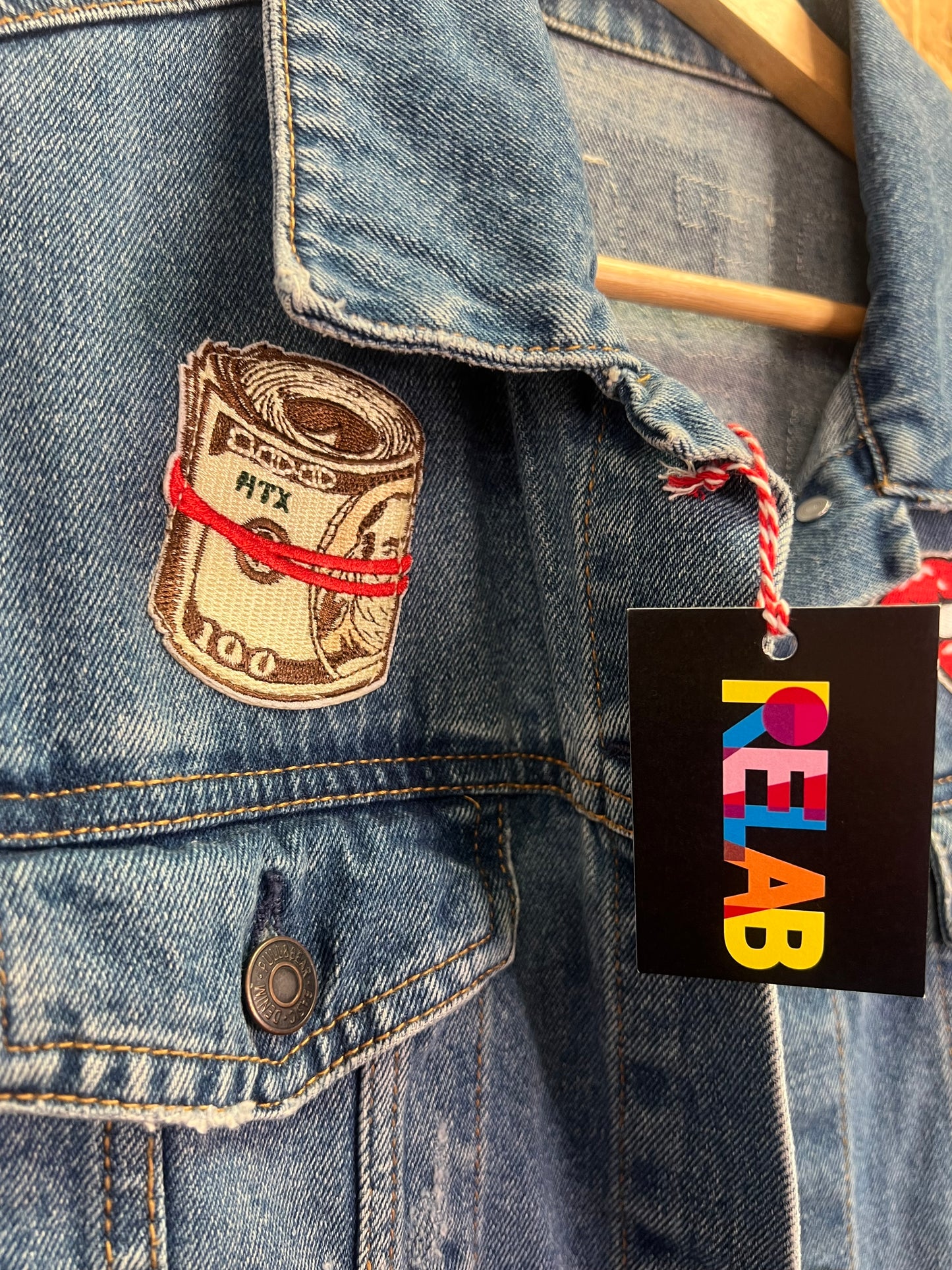 Ready Salted Upcycled, Embriodery Denim Jacket by Relab