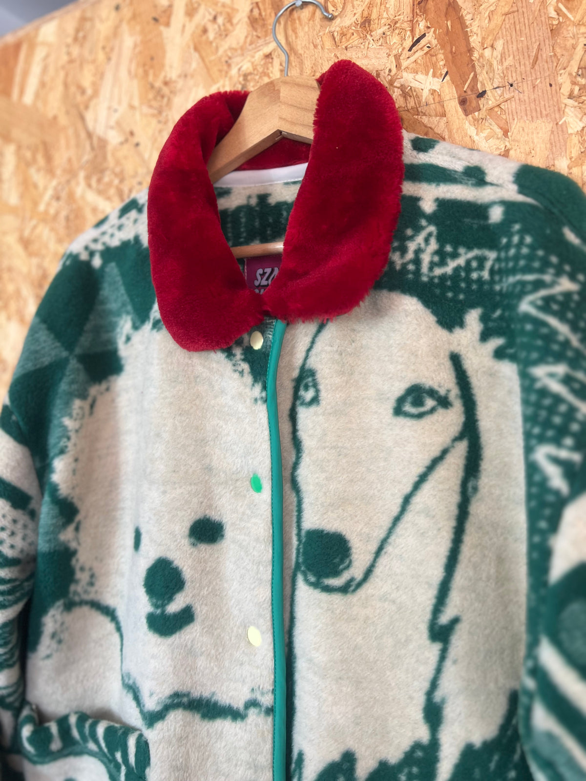 Jacquard Dog Design Jacket,  Handmade by Szmat Sklad