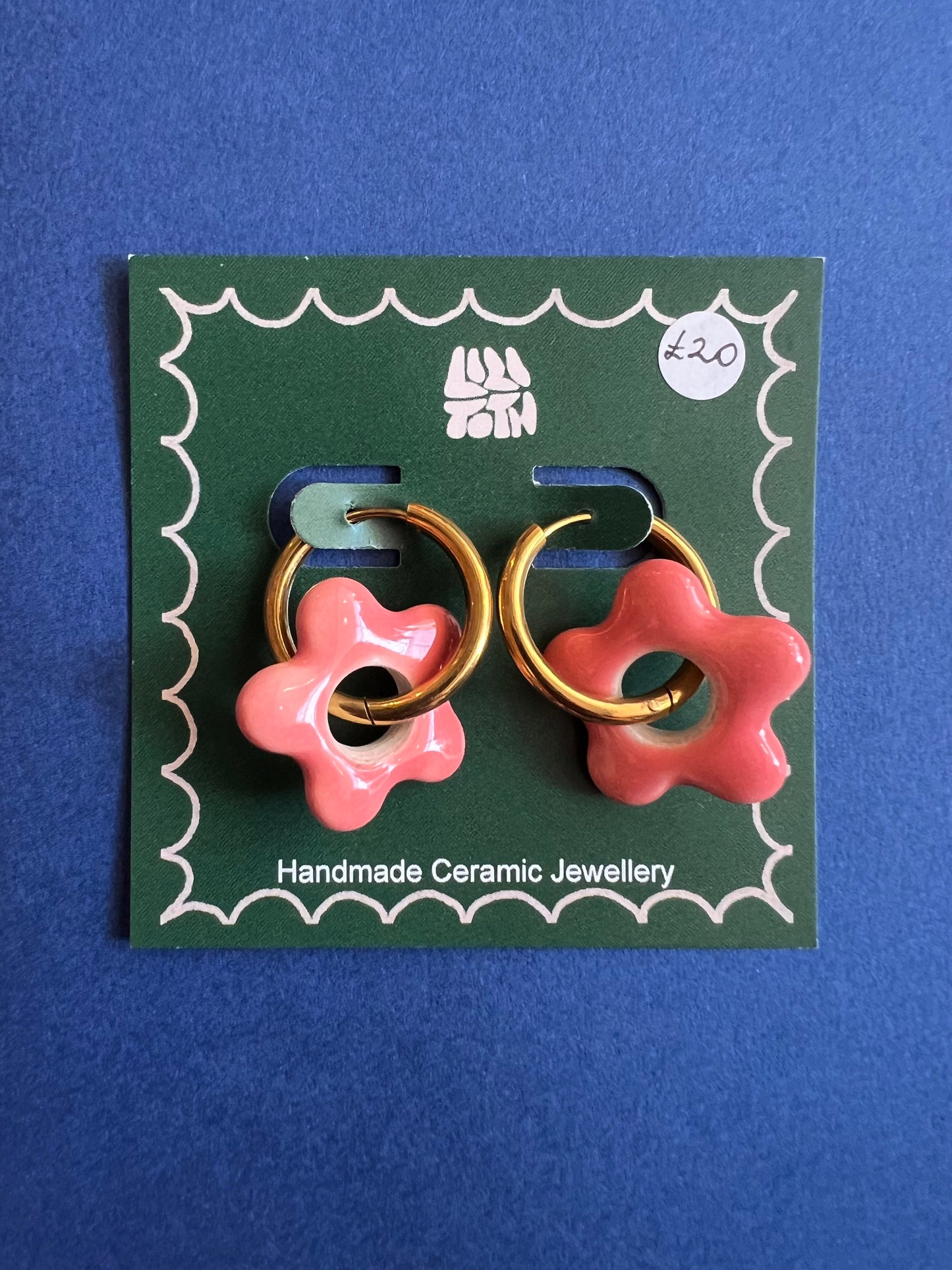 Flower Shape Handmade Ceramic Earrings by Lili Toth