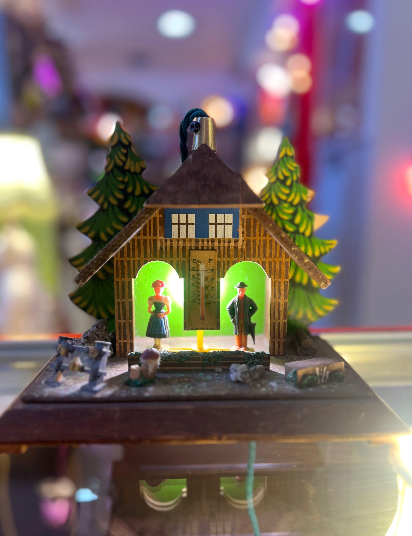 Vintage  German Forest Weather House Lamp by Lost And Foundry