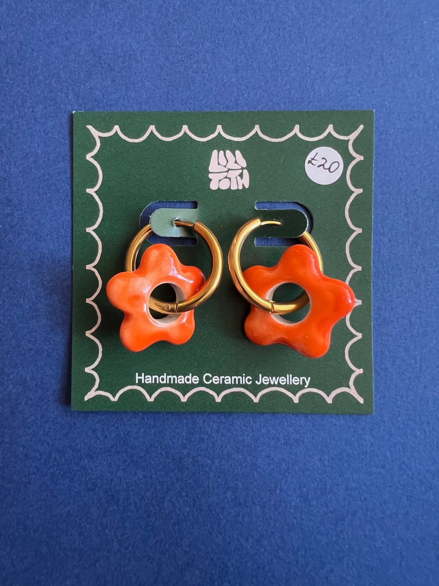 Flower Shape Handmade Ceramic Earrings by Lili Toth