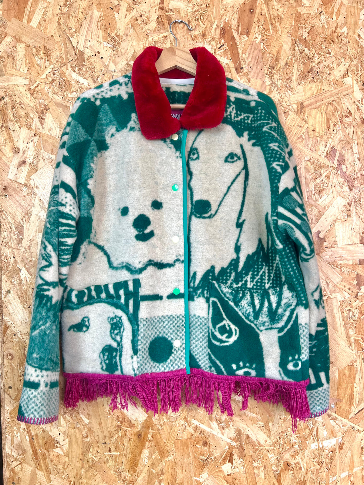 Jacquard Dog Design Jacket,  Handmade by Szmat Sklad
