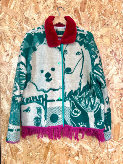Jacquard Dog Design Jacket,  Handmade by Szmat Sklad