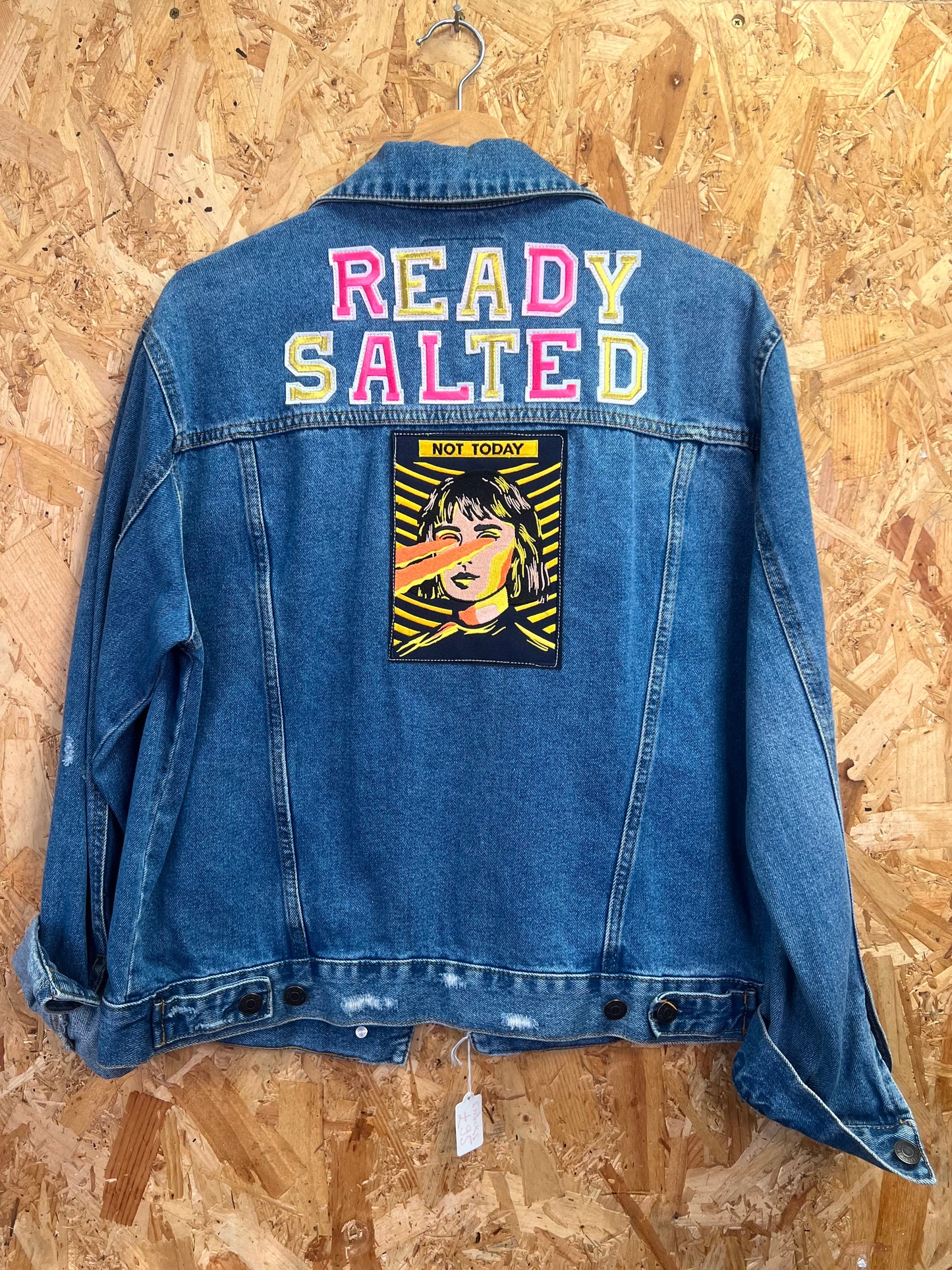 Ready Salted Upcycled, Embriodery Denim Jacket by Relab